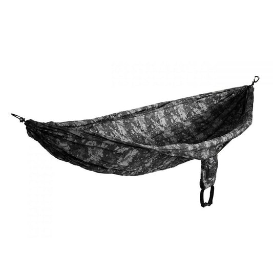 ENO CamoNest hammock in urban camouflage pattern with gray and black digital camo design