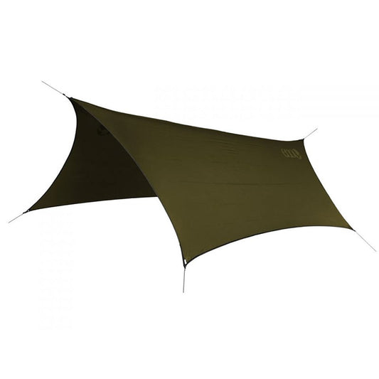 ENO ProFly olive rain tarp with six guy points for hammock camping and backpacking shelter