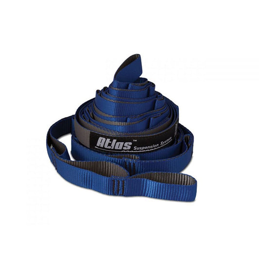 Eagles Nest Outfitters Atlas Chroma hammock suspension straps in royal blue and charcoal two-tone webbing