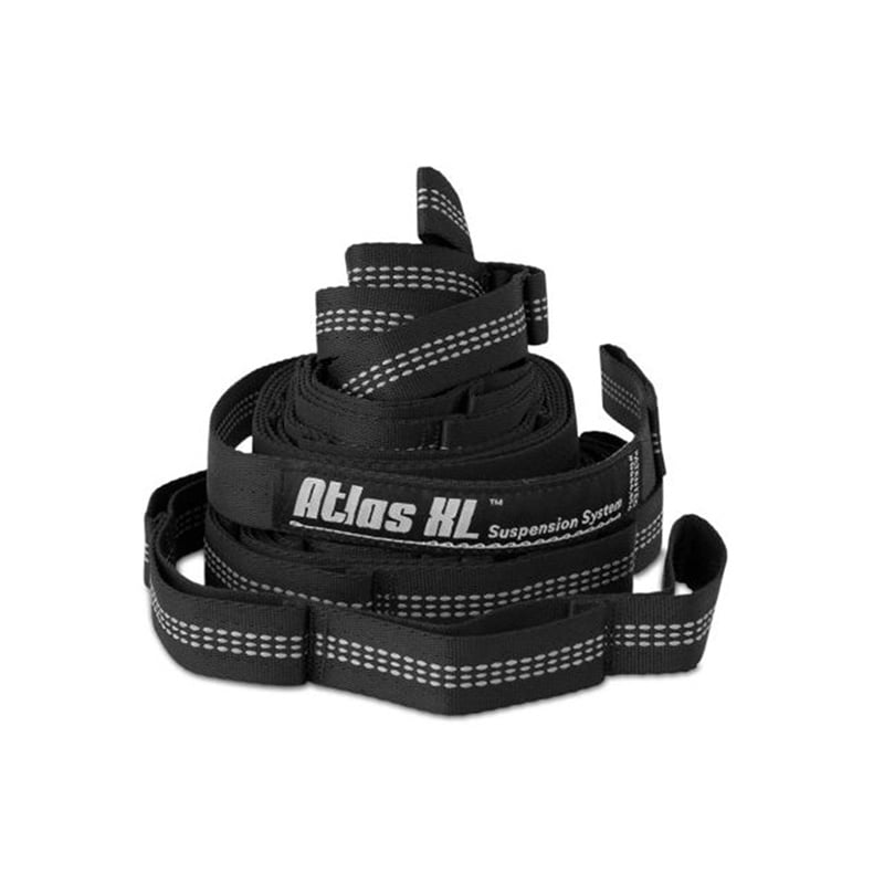 Eagles Nest Outfitters Atlas XL black and grey hammock suspension straps with multiple attachment loops