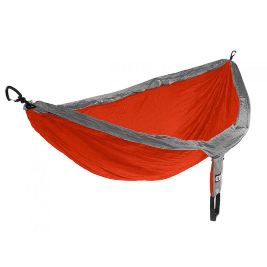 ENO DoubleNest orange and grey two-person nylon hammock with compression stuff sack