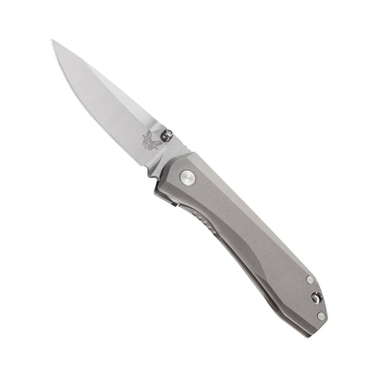 Benchmade 765 Mini Titanium Monolock folding knife with satin drop-point blade and titanium handle