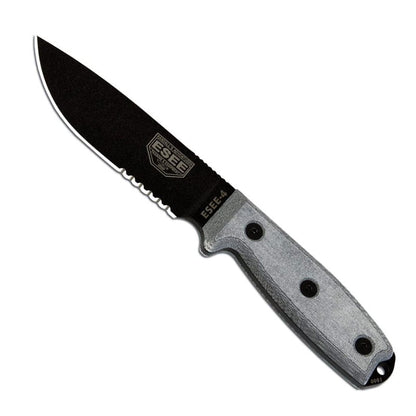 Esee-4 - Partial Serrated - Black Blade - Black Sheath with Molle - Tactical Edge
