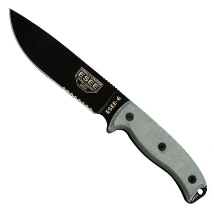 Esee-6 - Partial Serrated - Black Blade - Black Sheath - Tactical Edge