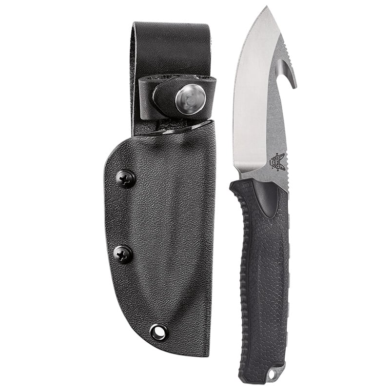 Benchmade 15009-BLK Steep Country, Satin Plain Edge w/Hook, Black Santoprene Handle - Tactical Edge