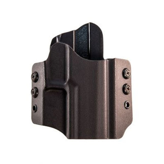 High Speed Gear black Kydex outside waistband holster with curved belt loops and smooth molded construction