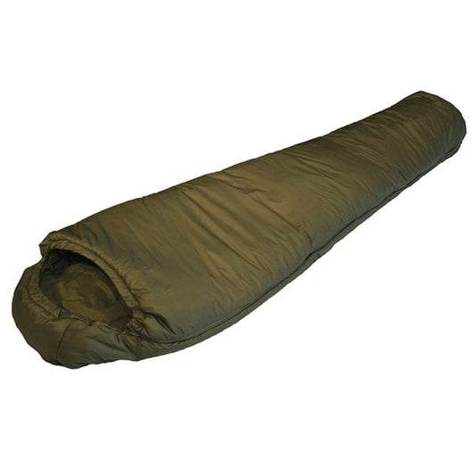 Snugpak Softie 6 Kestrel sleeping bag in compact pack configuration showing 7x7 inch compressed size