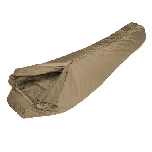 Snugpak Special Forces 1 sleeping bag in compressed stuff sack showing compact 6x6 inch pack size